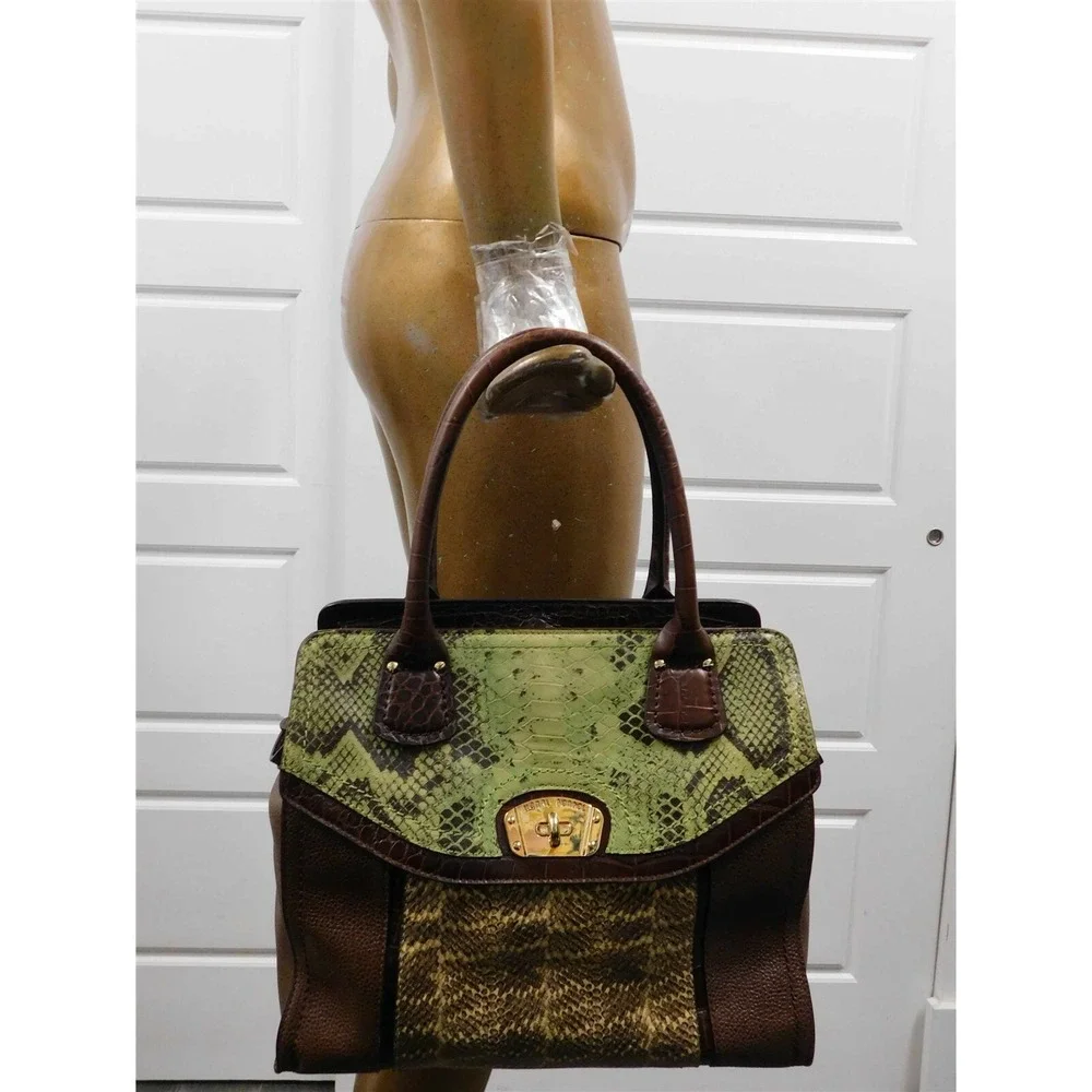 Henri‎ Bendel Snake Embossed Leather Satchel Bag